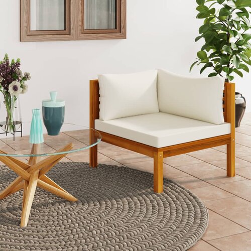 VidaXL Modularna kutna sofa s krem bijelim jastucima bagremovo drvo Slike