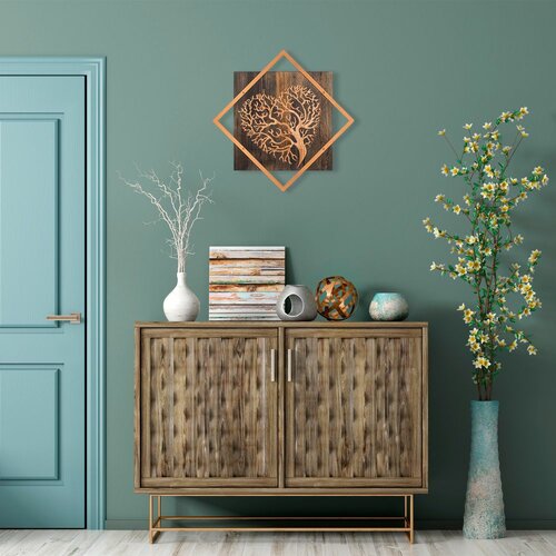 Wallity tree v3 - copper walnutcopper decorative wooden wall accessory Slike