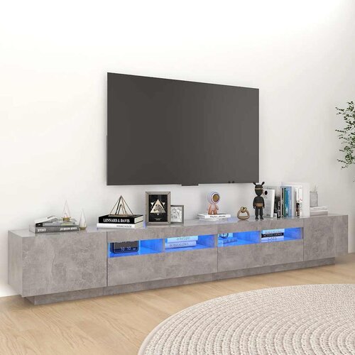 TV ormarić s LED svjetlima siva boja betona 260 x 35 x 40 cm Cijene