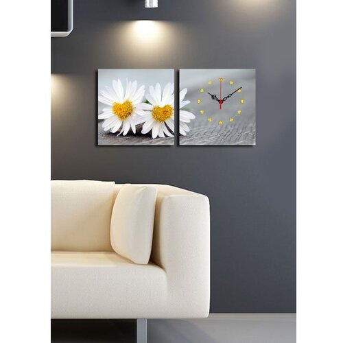 Wallity 2P2828CS-1 Multicolor Decorative Canvas Wall Clock (2 Pieces) Cene