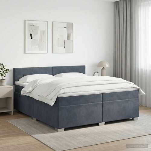  Boxspring krevet s madracem Tamnosiva 200 x 200 cm Baršun Cene