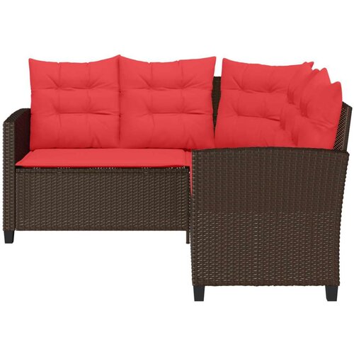  Set vanjskih sofa s jastukom 2 pcs Smeđa i crvena poliratan Slike
