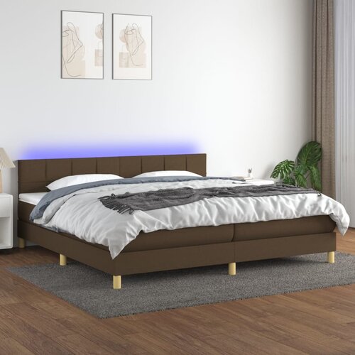 The Living Store Box spring postelja z vzmetnico LED temno rjava 200x200cm blago - Box Spring Postelja, (21515681) Cene