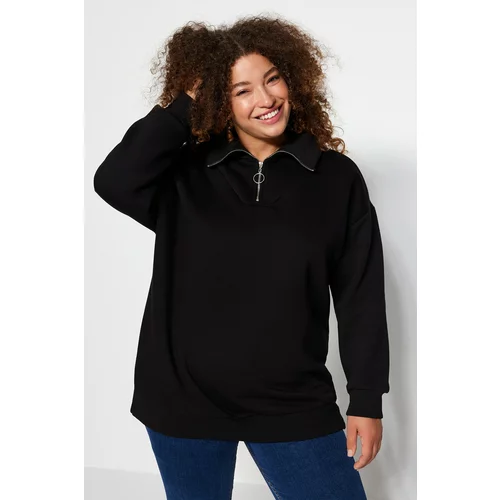 Trendyol Curve Black Plus Size Sweatshirt