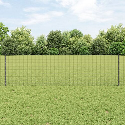 VidaXL zavarena ograda s 11 U stupova Siva 0,6x25 m Čelik Slike