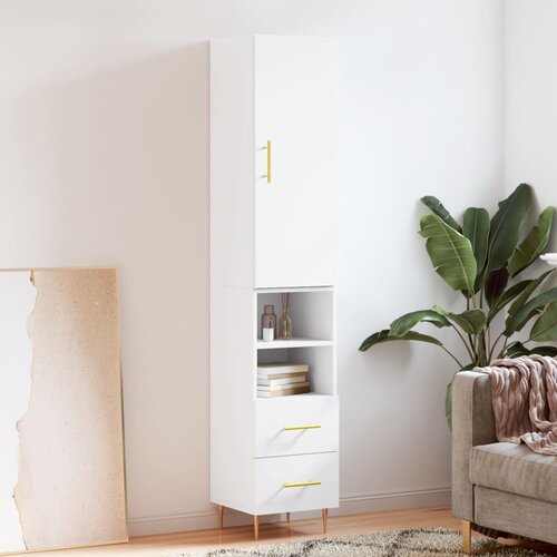 vidaXL Visoka omara bela 34,5x34x180 cm inženirski les Cene