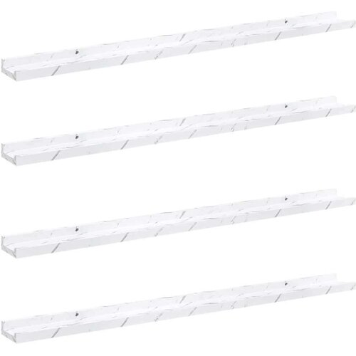  Polica na zidu s policom 4 pcs Bijeli mramor 100 x 9 x 3 cm Slike