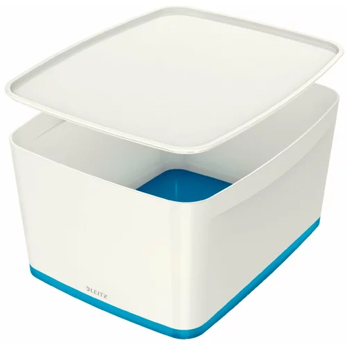 Leitz Modro-bela škatla za shranjevanje s pokrovom Office, prostornina 18 l
