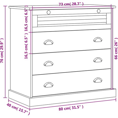  Ladičar VIGO bijeli 80 x 40 x 76 cm od masivne borovine Slike