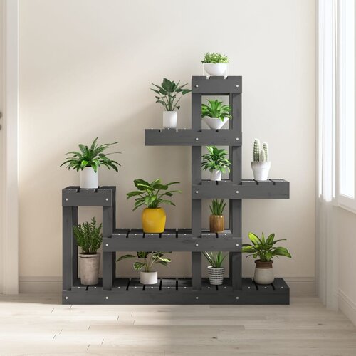 vidaXL Stojalo za rastline sivo 92x25x97 cm trdna borovina Cene