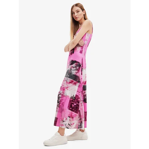 Desigual Pink Women Patterned Maxi-Dresses Cretona - Women