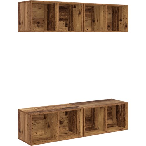 VidaXL TV Kabinet za Zid s policom s pohranom 4 pcs Staro drvo 37 x 37 x 72 cm Slike