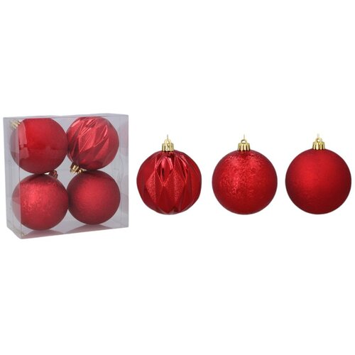 Molarem Home Set od 4 kuglice za božićno drvce &amp;ndash; 8 cm, crvena Slike