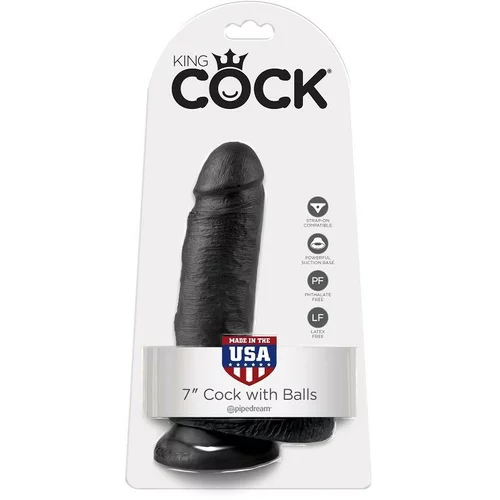King Cock 7" COCK BLACK WITH BALLS 17.8 CM