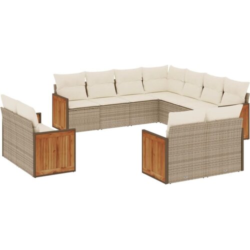 vidaXL 11-dijelni set vrtnih sofa od poliratana s jastucima bež Cijene