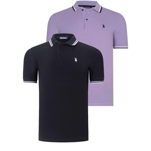 Dewberry DUAL SET T8594 MENS T-SHIRT-BLACK-LILAC Cene