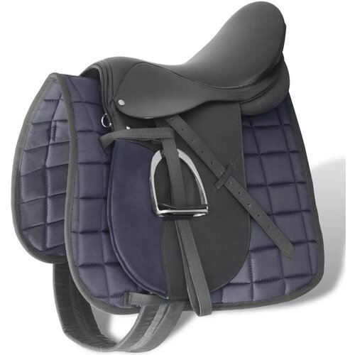 vidaXL Jahalno Sedlo Set 17,5" Pravo Usnje Črne Barve 18 cm 5-v-1 Cene