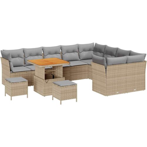 vidaXL Vrtna sedežna garnitura z blazino 12 pcs bež in svetlo siva, (5000021575) Cene