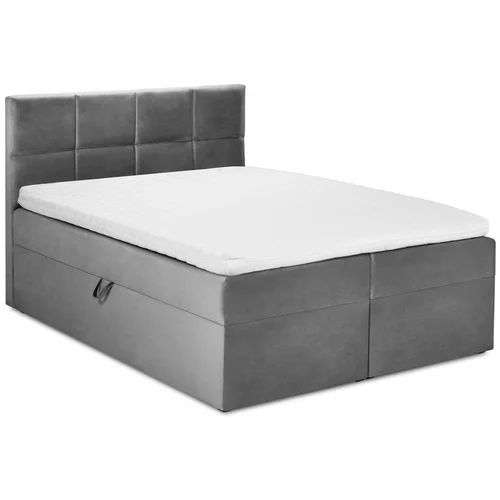 Mazzini Beds siva žametna zakonska postelja Mimicry, 200 x 200 cm