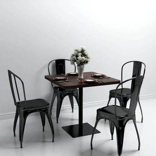 vidaXL Bistro miza iz mediapana in jekla 80x80x75 cm temna jesenovina Cene