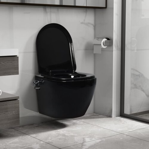 Brez Viseča WC školjka brez roba z bide funkcijo keramična črna Cene