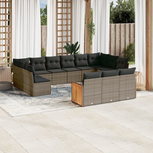 vidaXL 13-dijelni set vrtnih sofa od poliratana s jastucima sivi Cijene