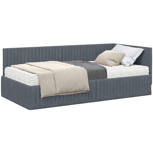 vidaXL Kotni okvir postelje z matrico z vzglavjem 2 pcs Siva Žamet, (5000162650) Cene