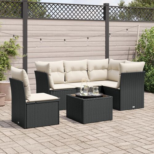 vidaXL 6-dijelni set vrtnih sofa s jastucima crni od poliratana Cijene