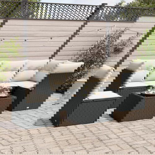 VidaXL 6-dijelni set vrtnih sofa s jastucima crni od poliratana Slike