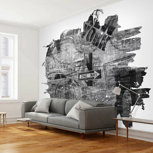 tapeta - Black-and-white New York collage 200x154