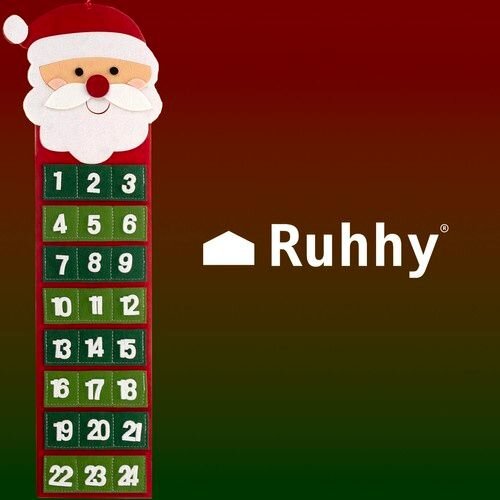 Ruhhy viseći adventski kalendar od filca, 24 džepa, 67,5 x 20 cm Slike