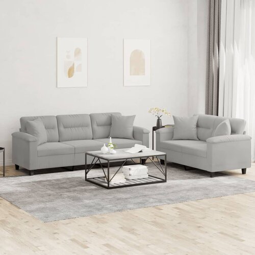  2-dijelni set sofa s jastucima svjetlosivi od mikrovlakana Cijene