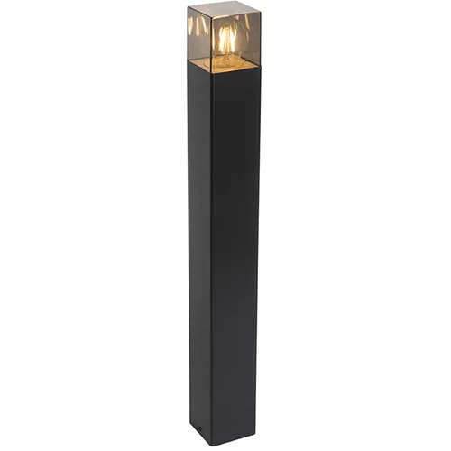QAZQA Stoječa zunanja svetilka črna 70 cm IP44 z dimnim steklom - Danska