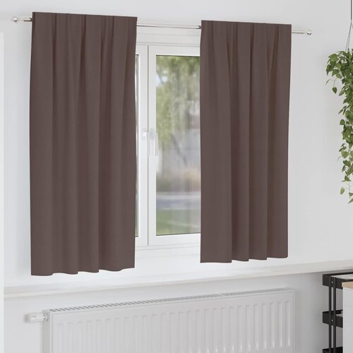 VidaXL Zavjese sa zavjesama 2 pcs Tamno smeđa Poliester Slike