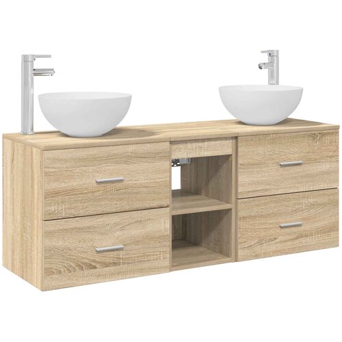  Set ormarića za kupaonicu 3 kom. Hrast sonoma Smeđa 49,5 x 41 x 64,5 cm Slike