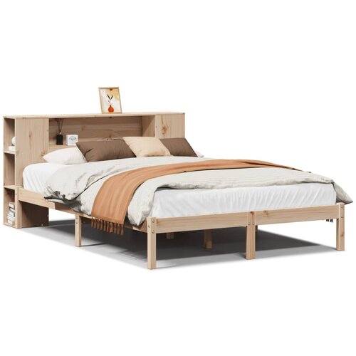 vidaXL Krevet s regalom za knjige bez madraca 140x190 cm od borovine Cene