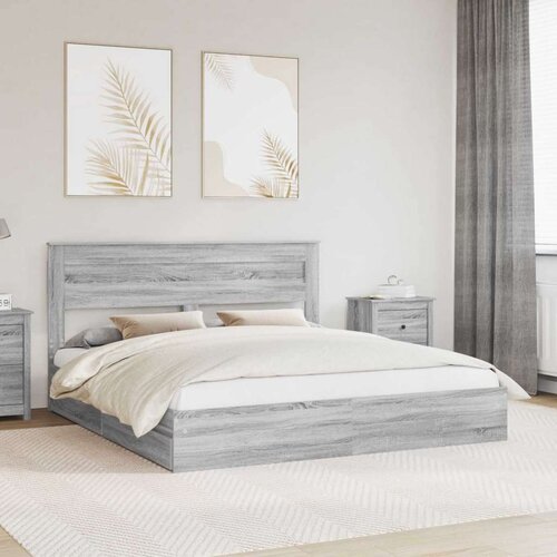  Krevet s od storage Siva Sonoma 200 x 200 cm Konstruirano drvo Cijene