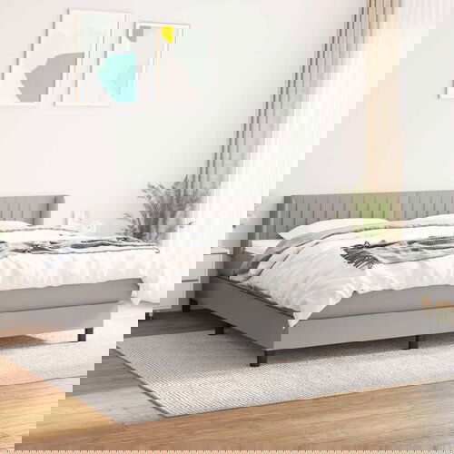  Box spring postelja z vzmetnico svetlo siva 160x200 cm žamet, (20899846) Slike