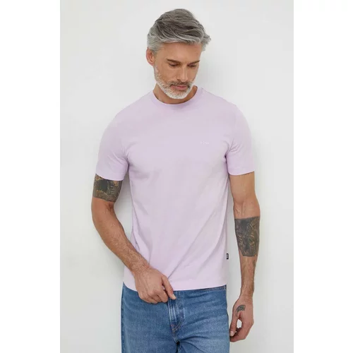 Boss Bombažna kratka majica moški, vijolična barva