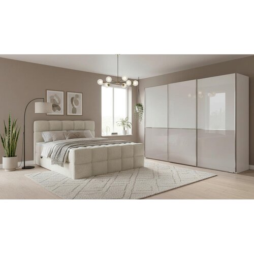 XORA POSTELJA Z VZMETNICO 140 cm x 200 cm , tekstil bež Slike
