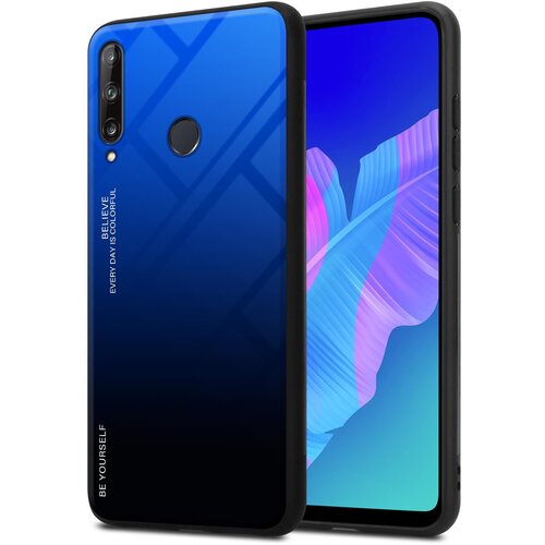  Ohi&scaron;je, združljiv s Huawei v modri barvi - črni - dvobarvni za&scaron;čitni pokrov iz silikona TPU in hrbta iz kaljenega stekla, (20572182) Cene