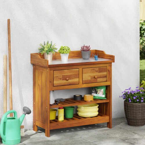vidaXL vrtni ormar s ladicama s policom s pohranom smeđa 78 x 36.5 x 78cm Cijene