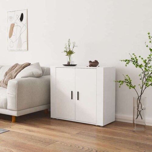  Komoda bijela 80 x 33 x 70 cm od konstruiranog drva Slike