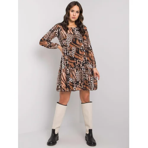 Fashion Hunters Black and beige dress with animal patterns RUE PARIS