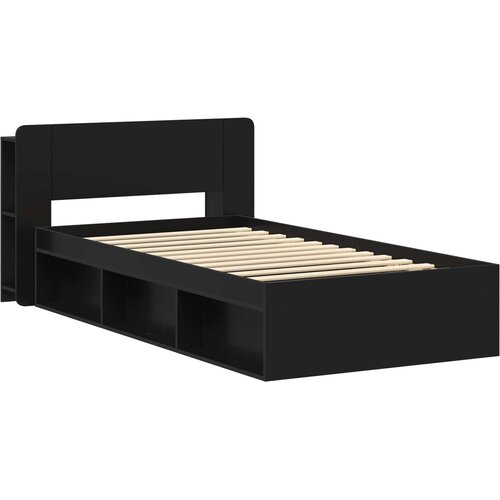  Okvir kreveta s pohranom Crna 90 x 200 cm Konstruirano drvo Slike