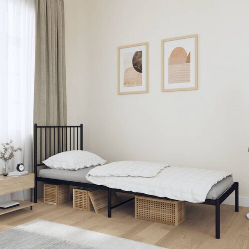 Metalni okvir za krevet s uzglavljem crni 80x200 cm Slike