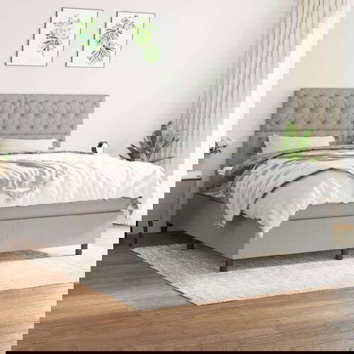  Box spring postelja z vzmetnico svetlo siva 160x200 cm žamet, (20791594) Slike