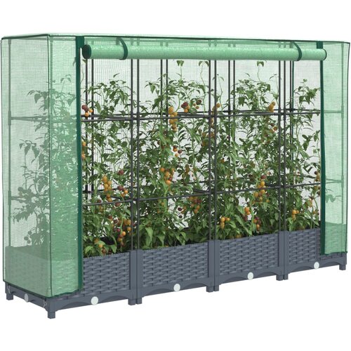 VidaXL Povi&amp;scaron;ena gredica s pokrovom za staklenik 160 x 40 x 123 cm Slike