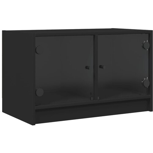 Maison Chic TV omarica - TV stojalo - Televizijska omarica s steklenimi vrati črna 68x37x42 cm, (21700200) Slike