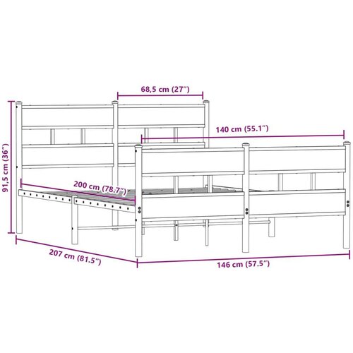vidaXL Metalni okvir kreveta bez madraca boja hrasta sonome 140x200 cm Cene
